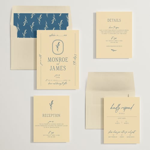 This is a lake wedding invitations with standard by Jen Ramsey called classic and floral printing on signature in standard