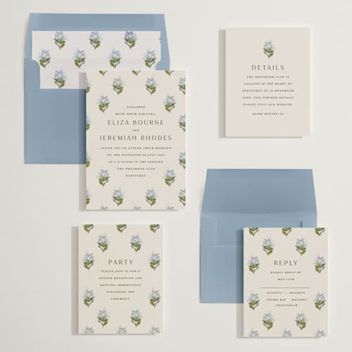 This is a almond wedding invitations with standard by Olivia Kanaley Inman called blockprint printing on signature in standard