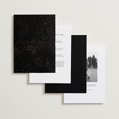 This is a tuxedo wedding invitations with standard by Orasie called side by side printing on recycled smooth signature in standard