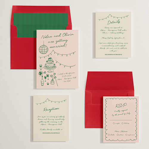 This is a verdant wedding invitations with standard by Zove Ahhh called party on! printing on signature in standard