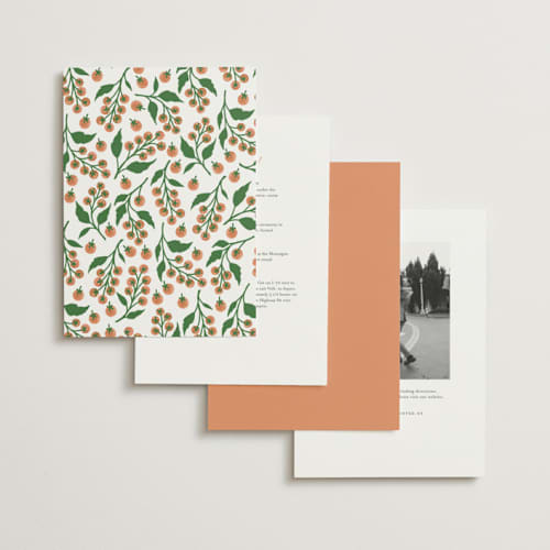 This is a cantaloupe wedding invitations with standard by Katharine Watson called cherry tomatoes printing on signature in standard