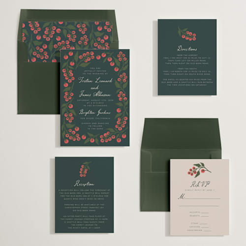 This is a spruce wedding invitations with standard by Katharine Watson called cherry tomatoes printing on signature in standard