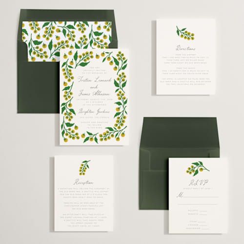 This is a citrine wedding invitations with standard by Katharine Watson called cherry tomatoes printing on signature in standard