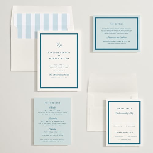 This is a ocean wedding invitations with standard by Kelly Schmidt called coast printing on signature in standard