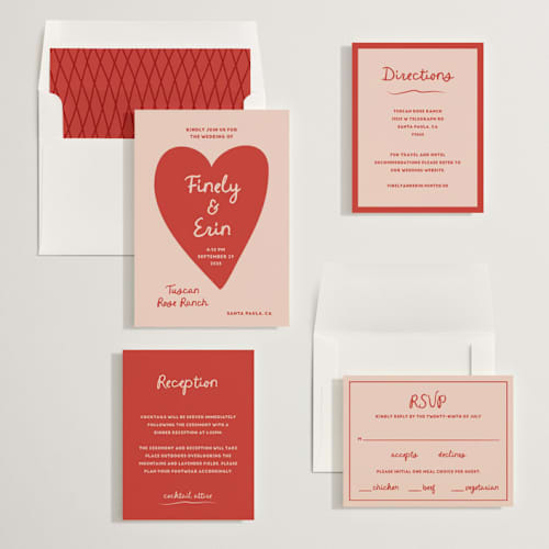 This is a blush wedding invitations with standard by Ani Somi called big heart wedding printing on signature in standard