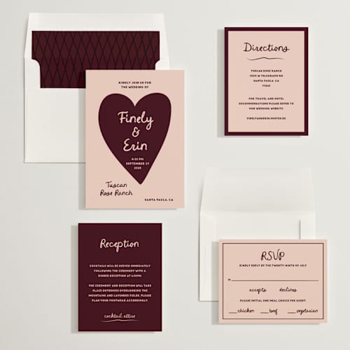 This is a chocolate wedding invitations with standard by Ani Somi called big heart wedding printing on signature in standard