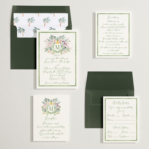 This is a jungle wedding invitations with standard by Petra Kern called tropical dreams printing on signature in standard