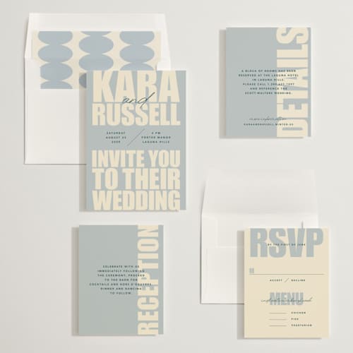 This is a dew wedding invitations with standard by Stacey Day called typographical poster printing on signature in standard