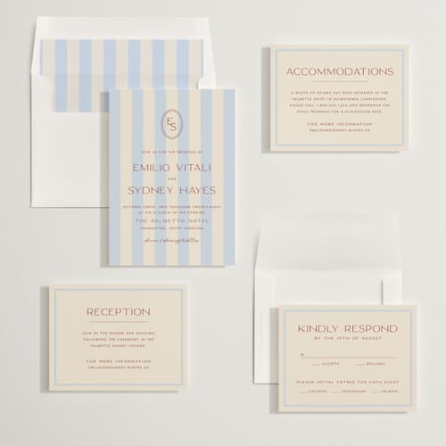 This is a sky wedding invitations with standard by Ellen Schlegelmilch called palmetto printing on signature in standard