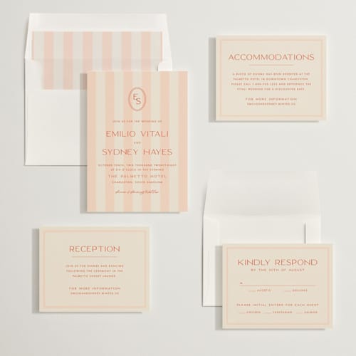 This is a spritz wedding invitations with standard by Ellen Schlegelmilch called palmetto printing on signature in standard