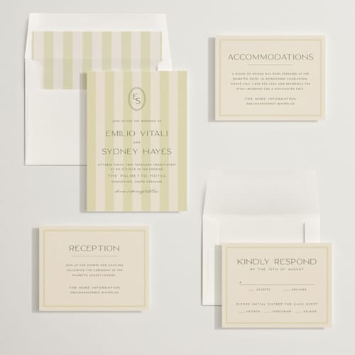 This is a lime wedding invitations with standard by Ellen Schlegelmilch called palmetto printing on signature in standard
