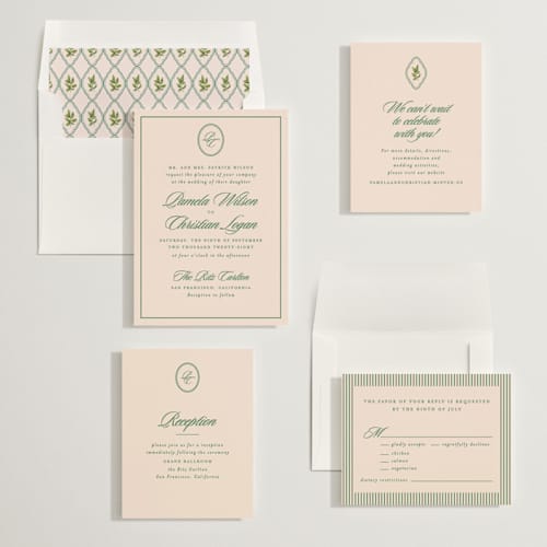 This is a emerald wedding invitations with standard by Creo Study called scripted printing on signature in standard