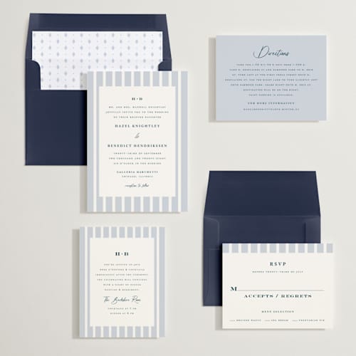 This is a powder blue wedding invitations with standard by chocomocacino called melihrolo printing on signature in standard