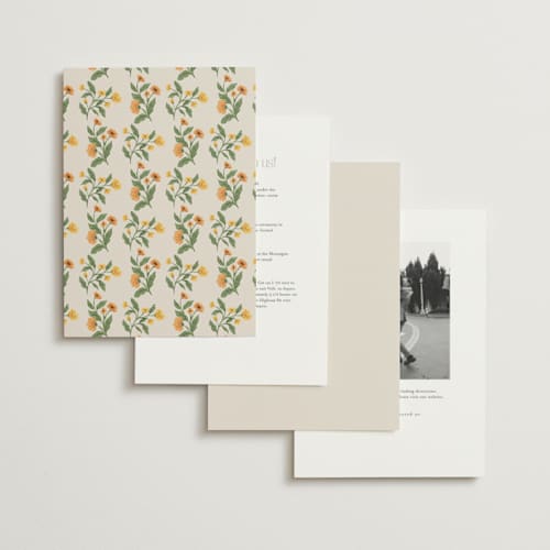 This is a marigold wedding invitations with standard by Elly called garden heirloom printing on signature in standard
