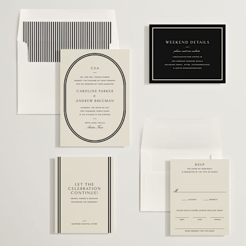 This is a tuxedo wedding invitations with standard by Megan Davis called bocce printing on signature in standard