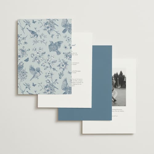 This is a dusty blue wedding invitations with standard by Jennifer Postorino called empire printing on signature in standard