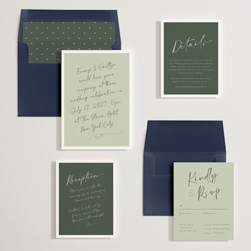 This is a olive wedding invitations with standard by Adelyn T. called ink scribble printing on signature in standard