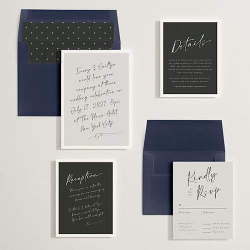 This is a ebony wedding invitations with standard by Adelyn T. called ink scribble printing on signature in standard