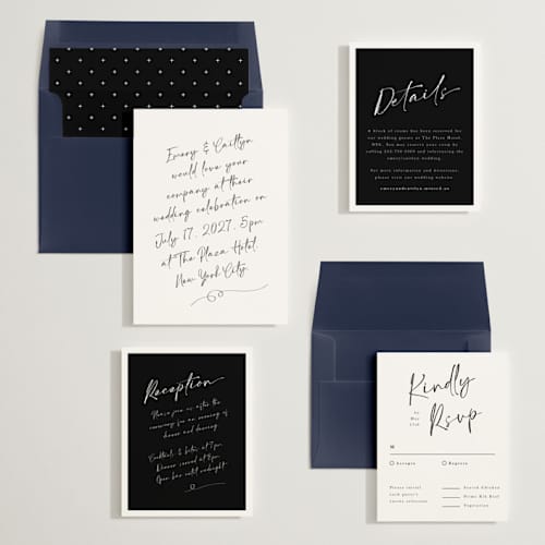 This is a ivory wedding invitations with standard by Adelyn T. called ink scribble printing on signature in standard