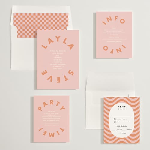 This is a candy wedding invitations with standard by Catherine Culvenor called bubblegum printing on signature in standard