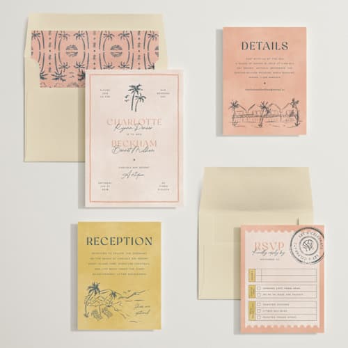 This is a grapefruit wedding invitations with standard by Pixel and Hank called coastal drift printing on signature in standard