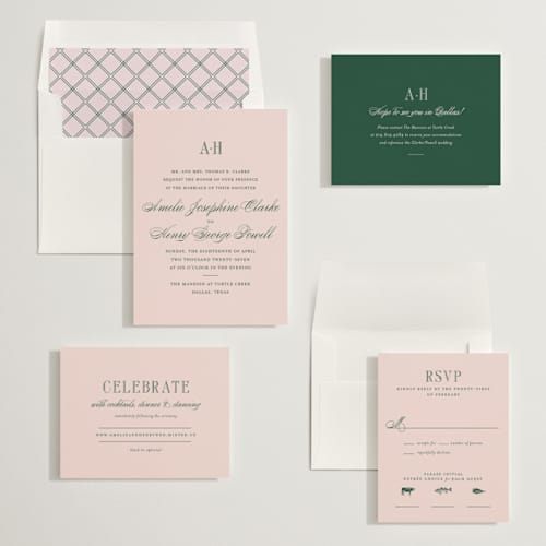 This is a rose wedding invitations with standard by Megan Davis called hepburn printing on signature in standard