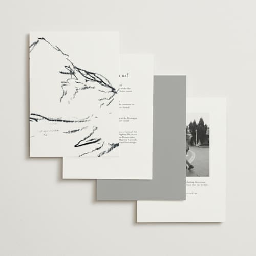 This is a snow wedding invitations with standard by Mere Paper called sketched mountains printing on signature in standard