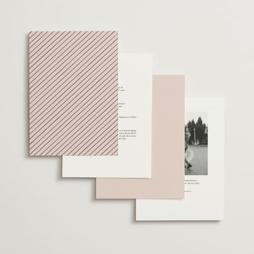 This is a dusty rose wedding invitations with standard by Hooray Creative called scripted names printing on signature in standard