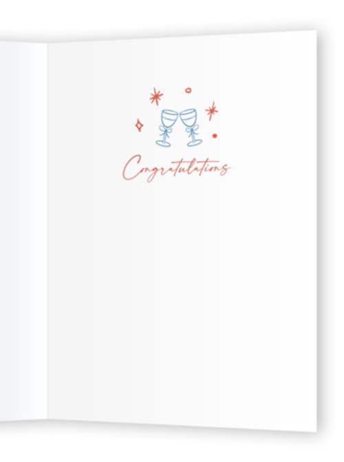 This is a cotton candy wedding cards with standard by Elly called couple cheers printing on signature in greeting cards