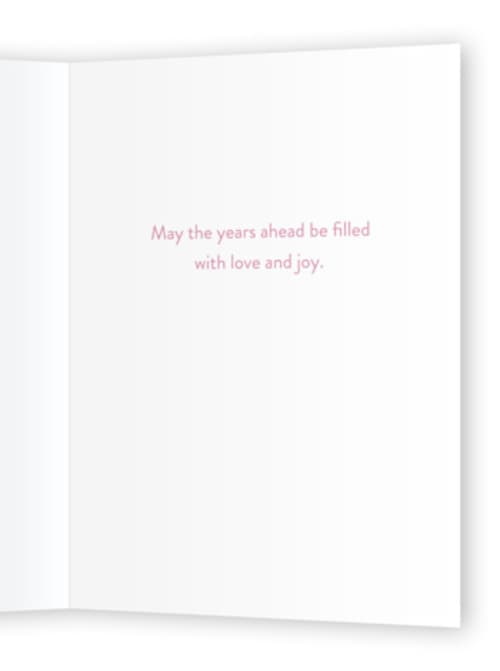 This is a rose quartz wedding cards with standard by Cass Loh called vintage wedding cake printing on signature in greeting cards