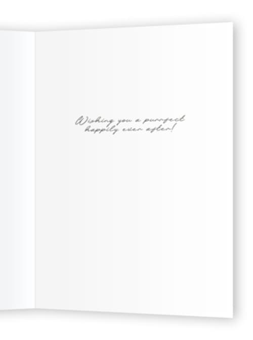 This is a linen wedding cards with standard by Susan Varghese called meow & forever printing on signature in greeting cards