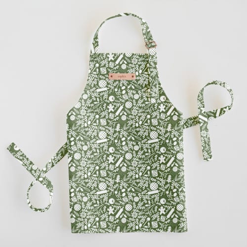 This is a sage kids aprons by Jaclyn Ruble called a baker's holiday in standard