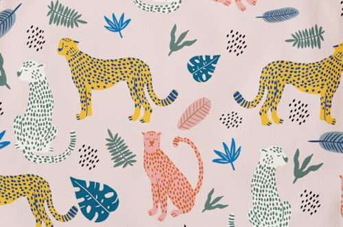 This is a blush kids aprons by iamtanya called cheetah tropical in standard