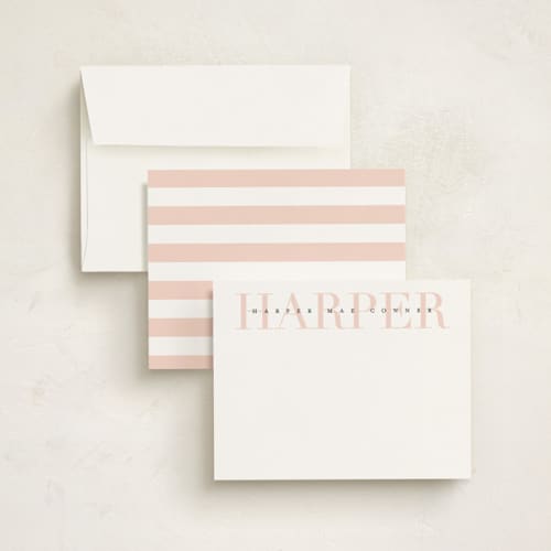 This is a blush kids thank you cards notes with standard by Lauren Chism called love-ly printing on signature in standard