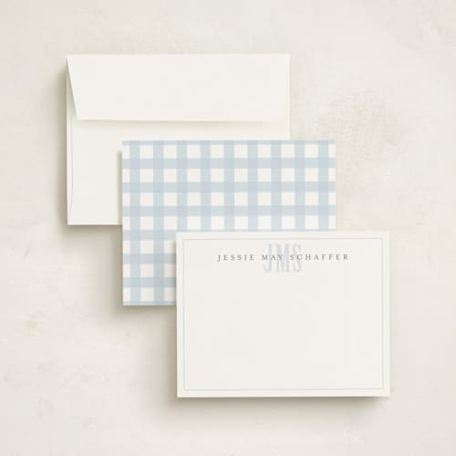 This is a sky kids thank you cards notes with standard by Erin Hodges called classic monogram printing on signature in standard
