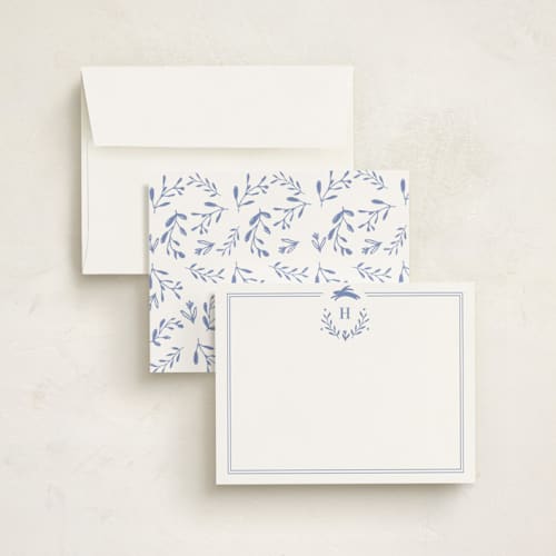 This is a cobalt kids thank you cards notes with standard by Susan Brown called classic baby monogram printing on signature in standard