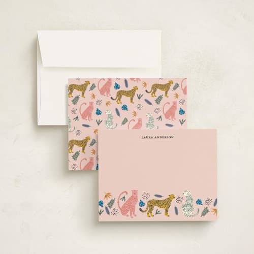 This is a flamingo kids thank you cards notes with standard by iamtanya called sweet tropical printing on signature in standard