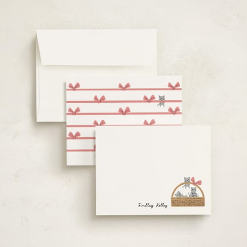 This is a mist kids thank you cards notes with standard by mo kelley called a basket of kittens printing on signature in standard
