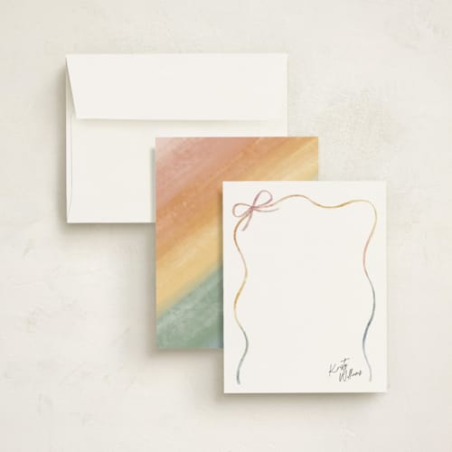 This is a candy kids thank you cards notes with standard by Olivia Williams called painted bow printing on signature in standard