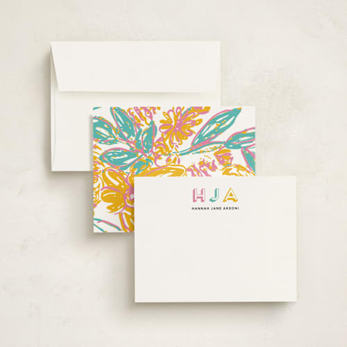 This is a bright kids thank you cards notes with standard by Inkblot Design called initial thoughts printing on signature in standard
