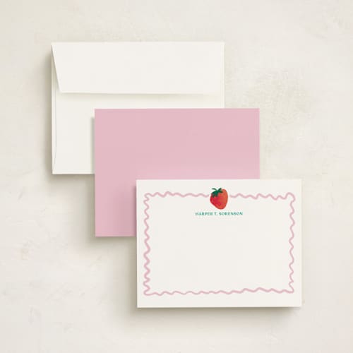 This is a bubblegum kids thank you cards notes with standard by Erika Firm called sweet berry printing on signature in standard