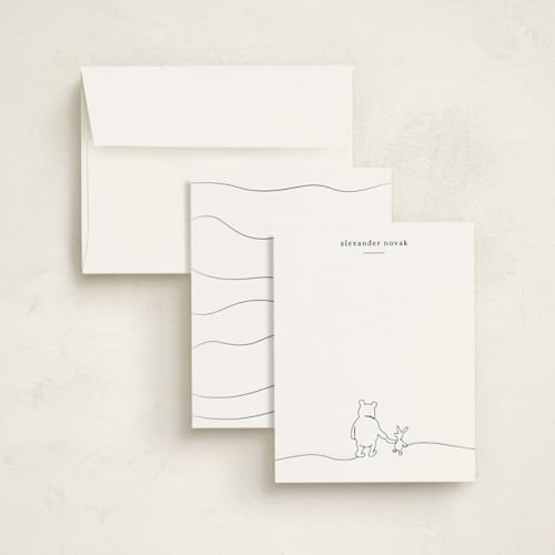 This is a royal kids thank you cards notes with standard by Britt Mills called a simple stroll from disney's winnie the pooh printing on signature in standard