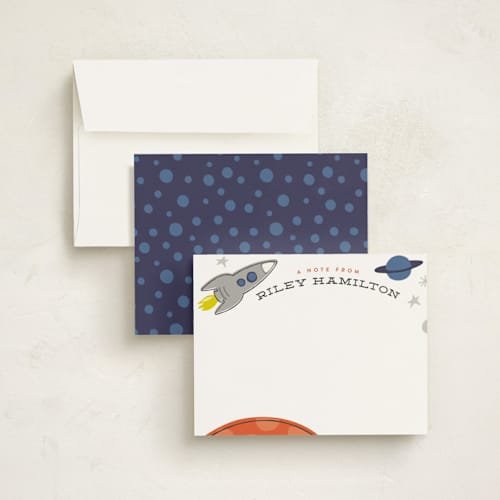 This is a neptune kids thank you cards notes with standard by Griffinbell Paper Co. called mission to mars printing on signature in standard
