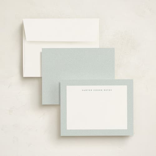 This is a mist kids thank you cards notes with standard by Lea Delaveris called fabric frame printing on signature in standard
