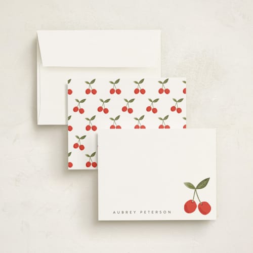 This is a whipped cream kids thank you cards notes with standard by Karidy Walker called twin cherries printing on signature in standard