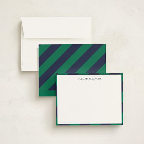 This is a emerald kids thank you cards notes with standard by Seth Caskey called wide stripe nautical printing on signature in standard