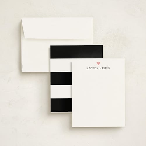 This is a midnight kids thank you cards notes with standard by Lehan Veenker called a little heart printing on signature in standard