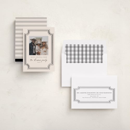 This is a charcoal kwanzaa cards with standard by Kanika Mathur called classic holiday frame printing on recycled smooth signature in standard