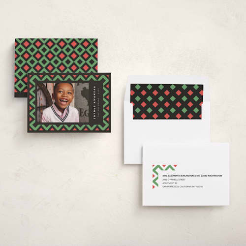 This is a unity kwanzaa cards with standard by letterfix called geometric frame printing on recycled smooth signature in standard