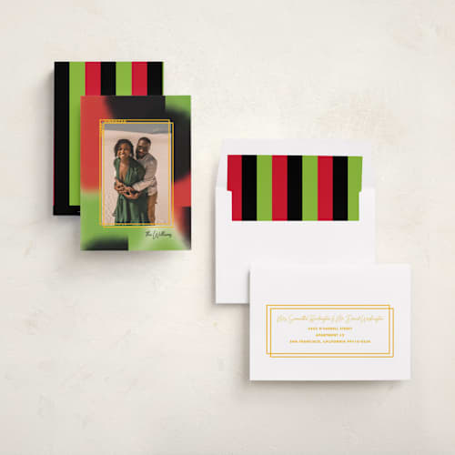 This is a papaya kwanzaa cards with standard by Baumbirdy called kwanza frame printing on recycled smooth signature in standard